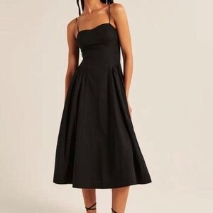 Abercrombie & Fitch Black Dropped Waist Corset Midi Dress Size XXSP